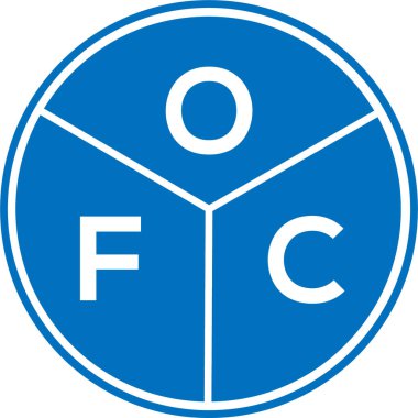Beyaz arka planda OFC harf logosu tasarımı. OFC yaratıcı harflerin baş harfleri logo kavramı. OFC harf tasarımı.