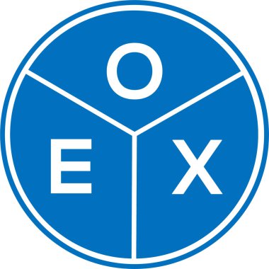 Beyaz arkaplanda OEX harf logosu tasarımı. OEX yaratıcı harflerin baş harfleri logo kavramı. OEX harf tasarımı.
