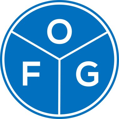 Beyaz arka planda OFG harf logosu tasarımı. OFG yaratıcı harflerin baş harfleri logo kavramı. OFG harf tasarımı.