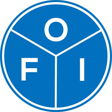Beyaz arka planda OFI harf logosu tasarımı. OFI yaratıcı harflerin baş harfleri logo kavramı. OFI harf tasarımı.