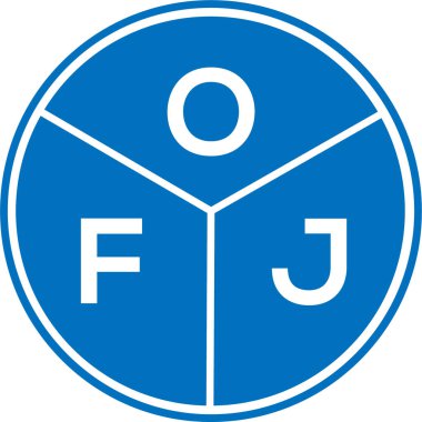 Beyaz arka planda OFJ harf logosu tasarımı. OFJ yaratıcı harflerin baş harfleri logo kavramı. OFJ harf tasarımı.