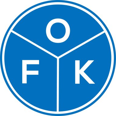 Beyaz arka planda OFK harf logosu tasarımı. OFK yaratıcı harflerin baş harfleri logo kavramı. OFK harf tasarımı.