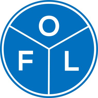 Beyaz arka planda OFL harf logosu tasarımı. OFL yaratıcı harflerin baş harfleri logo kavramı. OFL harf tasarımı.