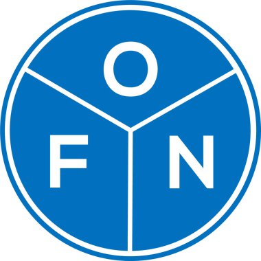 Beyaz arka planda OFN harf logosu tasarımı. OFN yaratıcı harflerin baş harfleri logo kavramı. OFN harf tasarımı.