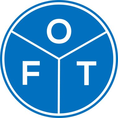 Beyaz arka planda OFT harf logosu tasarımı. OFT yaratıcı harflerin baş harfleri logo kavramı. OFT harf tasarımı.