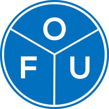 Beyaz arka planda OFU harf logosu tasarımı. OFU yaratıcı harflerin baş harfleri logo kavramı. OFU harf tasarımı.