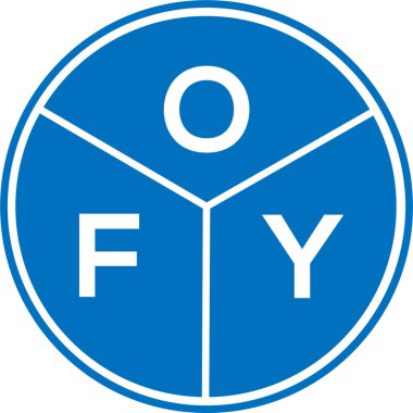 Beyaz arka planda OFY harf logosu tasarımı. OFY yaratıcı harflerin baş harfleri logo kavramı. OFY harf tasarımı.