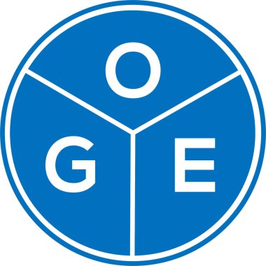 Beyaz arka planda OGE harfi logo tasarımı. OGE yaratıcı harflerin baş harfleri logo kavramı. OGE harf tasarımı.