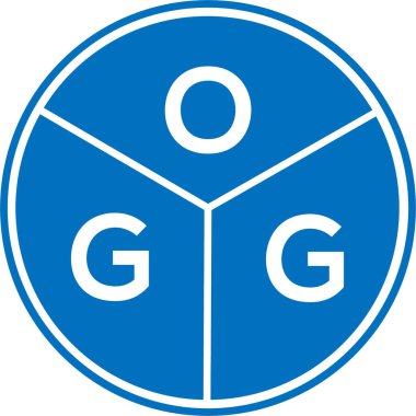 Beyaz arka planda OGG harf logosu tasarımı. OGG yaratıcı harflerin baş harfleri logo kavramı. OGG harf tasarımı.