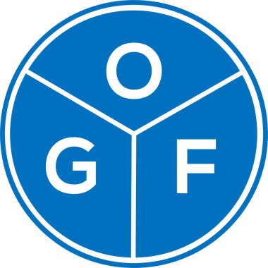 Beyaz arka planda OGF harf logosu tasarımı. OGF yaratıcı harflerin baş harfleri logo kavramı. OGF harf tasarımı.