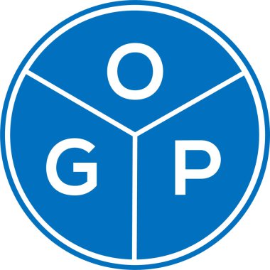 Beyaz arka planda OGP harf logosu tasarımı. OGP yaratıcı harflerin baş harfleri logo kavramı. OGP harf tasarımı.