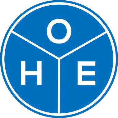 Beyaz arkaplanda OHE harf logosu tasarımı. Yaratıcı harflerin baş harfleri logo kavramı. OHE harf tasarımı.