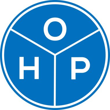 Beyaz arkaplanda OHP harf logosu tasarımı. OHP yaratıcı harflerin baş harfleri logo kavramı. OHP harf tasarımı.