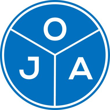 Beyaz arka planda OJA harf logosu tasarımı. OJA yaratıcı harf logosu konsepti. OJA harf tasarımı.