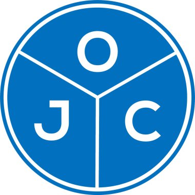 Beyaz arka planda OJC harf logosu tasarımı. OJC yaratıcı harflerin baş harfleri logo kavramı. OJC harf tasarımı.