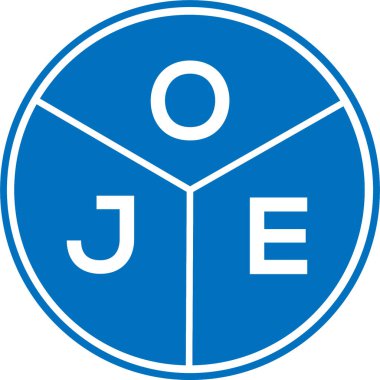 Beyaz arka planda OJE harf logosu tasarımı. OJE yaratıcı harf logosu konsepti. OJE harf tasarımı.