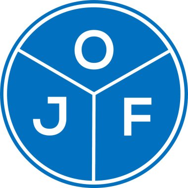 Beyaz arka planda OJF harf logosu tasarımı. OJF yaratıcı harflerin baş harfleri logo kavramı. OJF harf tasarımı.