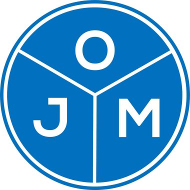 Beyaz arka planda OJM harf logosu tasarımı. OJM yaratıcı harflerin baş harfleri logo kavramı. OJM harf tasarımı.