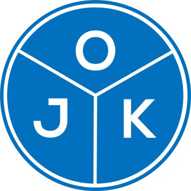Beyaz arka planda OJK harf logosu tasarımı. OJK yaratıcı harflerin baş harfleri logo kavramı. OJK harf tasarımı.