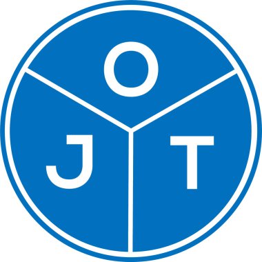 Beyaz arka planda OJT harf logosu tasarımı. OJT yaratıcı harflerin baş harfleri logo kavramı. OJT harf tasarımı.