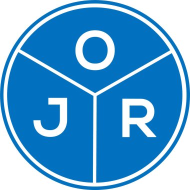 Beyaz arka planda OJR harf logosu tasarımı. OJR yaratıcı harflerin baş harfleri logo kavramı. OJR harf tasarımı.