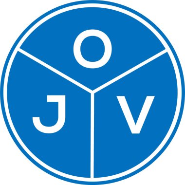 Beyaz arka planda OJV harf logosu tasarımı. OJV yaratıcı harflerin baş harfleri logo kavramı. OJV harf tasarımı.