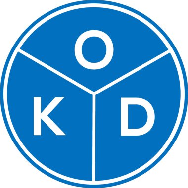 Beyaz arka planda OKD harf logosu tasarımı. OKD yaratıcı harflerin baş harfleri logo kavramı. OKD harf tasarımı.