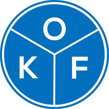 Beyaz arka planda OKF harf logosu tasarımı. OKF yaratıcı harflerin baş harfleri logo kavramı. OKF harf tasarımı.