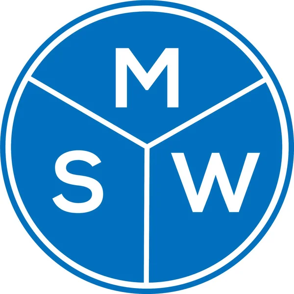 Msw Logo Ontwerp Witte Achtergrond Msw Creatieve Initialen Letter Logo — Stockvector