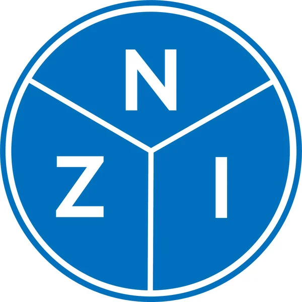 Nzi Design Logotipo Carta Fundo Branco Nzi Iniciais Criativas Conceito — Vetor de Stock