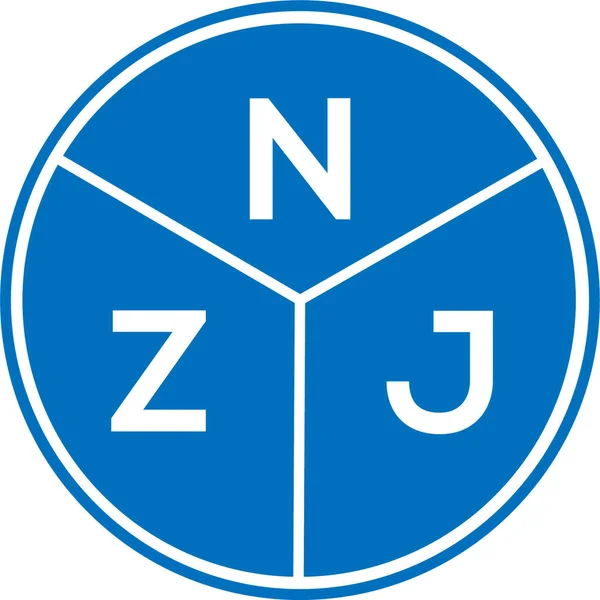 Nzj Logo Ontwerp Witte Achtergrond Nzj Creatieve Initialen Letter Logo — Stockvector