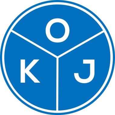 Beyaz arka planda OKJ harf logosu tasarımı. OKJ yaratıcı harflerin baş harfleri logo kavramı. OKJ harf tasarımı.