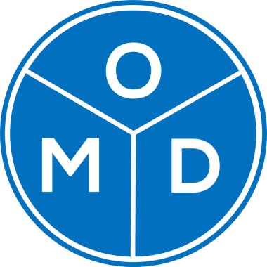 Beyaz arka planda OMD harf logosu tasarımı. OMD yaratıcı harflerin baş harfleri logo kavramı. OMD harf tasarımı.