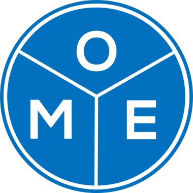 Beyaz arka planda OME harfi logo tasarımı. OME yaratıcı harflerin baş harfleri logo kavramı. OME harf tasarımı.