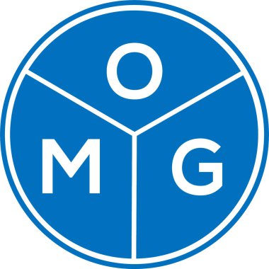 Beyaz arka planda OMG harf logosu tasarımı. OMG yaratıcı harflerin baş harfleri logo konsepti. OMG harf tasarımı.
