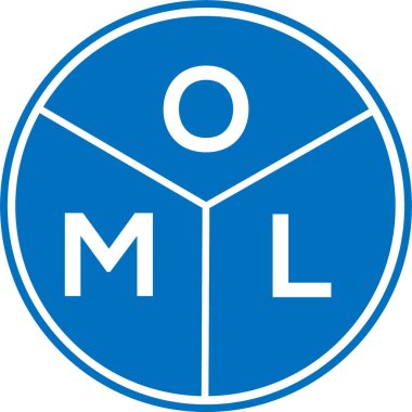 Beyaz arka planda OML harf logosu tasarımı. OML yaratıcı harflerin baş harfleri logo kavramı. OML harf tasarımı.