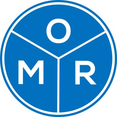 Beyaz arka planda OMR harfi logo tasarımı. OMR yaratıcı harflerin baş harfleri logo kavramı. OMR harf tasarımı.