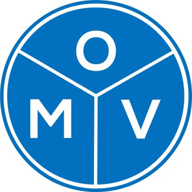 Beyaz arka planda OMV harf logosu tasarımı. OMV yaratıcı harflerin baş harfleri logo kavramı. OMV harf tasarımı.