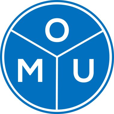 Beyaz arka planda OMU harf logosu tasarımı. OMU yaratıcı harf logosu konsepti. OMU harf tasarımı.
