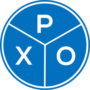 Beyaz arka planda PXO harf logosu tasarımı. PXO yaratıcı harflerin baş harfleri logo kavramı. PXO harf tasarımı.