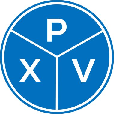 Beyaz arkaplanda PXV harf logosu tasarımı. PXV yaratıcı harflerin baş harfleri logo kavramı. PXV harf tasarımı.