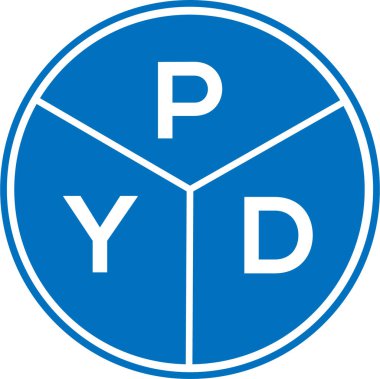 Beyaz arka planda PYD harf logosu tasarımı. PYD yaratıcı harflerin baş harfleri logo kavramı. PYD harf tasarımı.