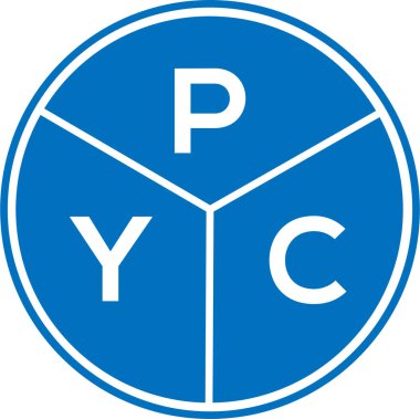 Beyaz arkaplanda PYC harf logosu tasarımı. PYC yaratıcı harflerin baş harfleri logo kavramı. PYC harf tasarımı.