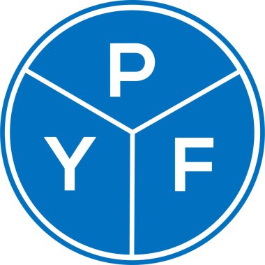 Beyaz arkaplanda PYF harf logosu tasarımı. PYF yaratıcı harflerin baş harfleri logo kavramı. PYF harf tasarımı.