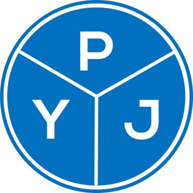 Beyaz arka planda PYJ harf logosu tasarımı. PYJ yaratıcı harflerin baş harfleri logo kavramı. PYJ harf tasarımı.