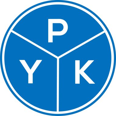 Beyaz arkaplanda PYK harf logosu tasarımı. PYK yaratıcı harflerin baş harfleri logo kavramı. PYK harf tasarımı.