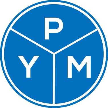 Beyaz arkaplanda PYM harf logosu tasarımı. PYM yaratıcı harflerin baş harfleri logo kavramı. PYM harf tasarımı.