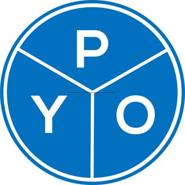 Beyaz arka planda PYO harfi logo tasarımı. PYO yaratıcı harflerin baş harfleri logo konsepti. PYO harf tasarımı.