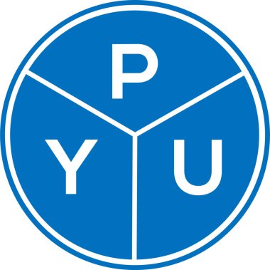 Beyaz arka planda PYU harf logosu tasarımı. PYU yaratıcı harflerin baş harfleri logo kavramı. PYU harf tasarımı.