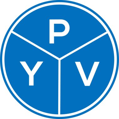 Beyaz arkaplanda PYV harf logosu tasarımı. PYV yaratıcı harflerin baş harfleri logo kavramı. PYV harf tasarımı.